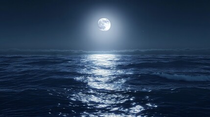 Moonlight Moonlit Ocean View Path Shimmering Light