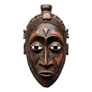 Punu Mask from Gabon Displays Serene Expression with Geometric Patterns