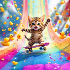 Bengal Kitten Skateboarding.