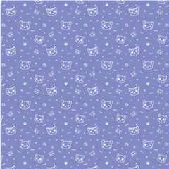 Seamless Pattern with Cute Doodle Cat Faces_2