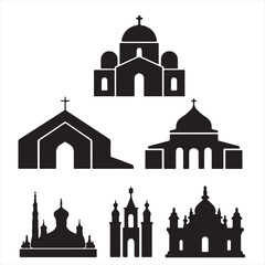 SET VECTOR VARIOS CHRUCH SILHOUETTES, WEDDING, CHRISTMAS