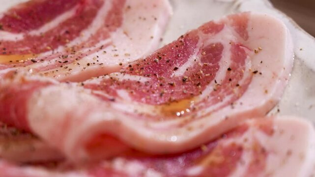 close up of raw pork meat