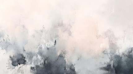 Soft abstract clouds in muted tones create serene atmosphere