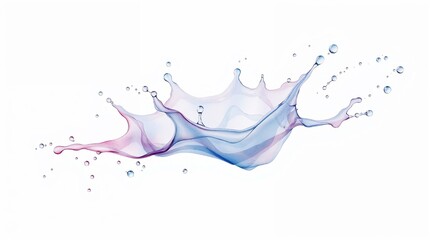 Splash of vibrant liquid creating droplets and waves against a white background