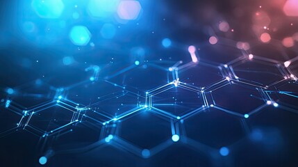 Obraz premium Modern hexagonal medical background with interconnected glowing lines and abstract light effects.