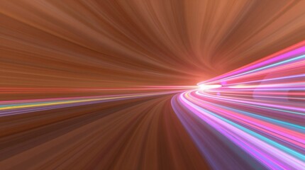 Dynamic light trails creating a vibrant motion effect on a warm background