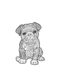 Adult coloring book, Hand drawn dog design for coloring, mandala doodle art coloring pages, amaizing dogs