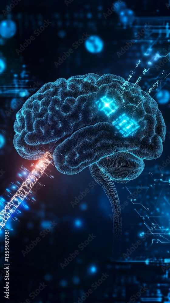 Poster neural data streams visualized with advanced technology in a futuristic representation