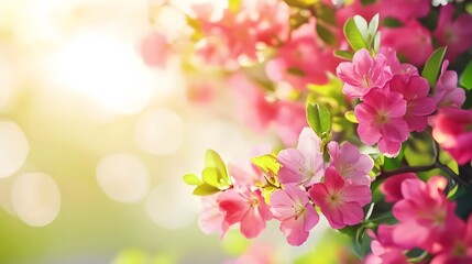 Fototapeta premium Vibrant Pink Flowers Blooming in Sunlight Spring Blossom