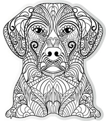 Adult coloring book, Hand drawn dog design for coloring, mandala doodle art coloring pages, amaizing dogs