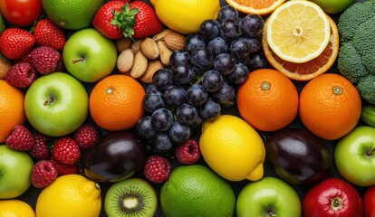 A vibrant and colorful assortment of fresh fruits and vegetables.