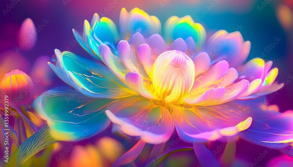 Poster bright and colorful flower displaying vibrant hues in a serene garden setting during the warm aftern