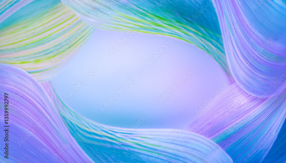 Poster Vibrant swirls of color create an abstract artwork resembling flowing waves in a serene atmosphere