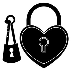 Love Lock & Key Silhouette Vector