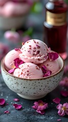 Floral Fantasy: Indulge in the ethereal charm of floral-infused ice cream, a symphony of rose petals and creamy delight in every spoonful.