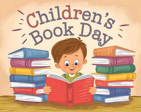 International Children's Book Day with Diverse Kids Reading Books for Educational Celebration