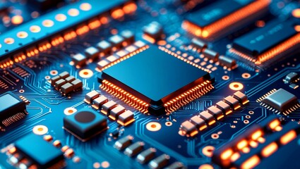 Obraz premium Intricate circuit board showcasing innovative technology components