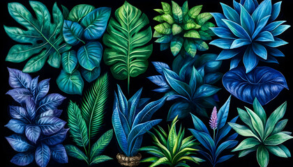 Tropical Plants Collection Dark Green & Blue Foliage