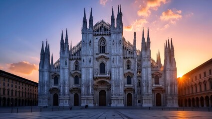 Fototapeta premium Majestic sunrise over milan cathedral duomo di milano