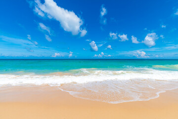 Sea wave on white sand beach summer vacation concept