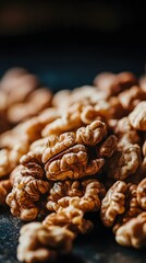 Fototapeta premium Closeup of Pile of Walnuts, Healthy Food, Nut Macro Photography