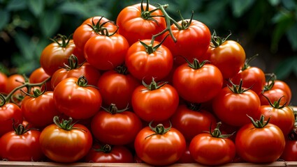 Vibrant fresh ripe tomatoes stacked for natural appeal