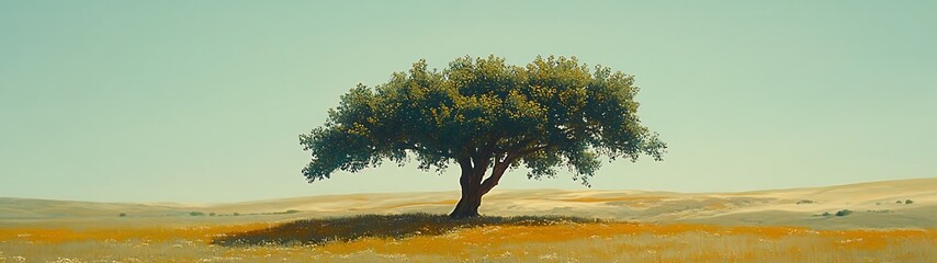 Solitary Tree on Golden Plain.
