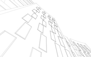 Abstract Architectural Sketch - Modern Buildings Perspective - Vector Illustration