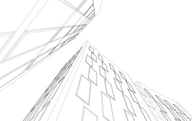 Abstract Architectural Sketch - Modern Buildings Perspective - Vector Illustration © Svitlana
