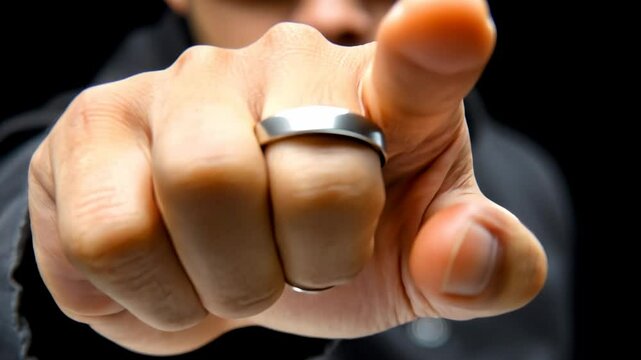 Assertive Gesture of Finger Pointing with Fashionable Ring