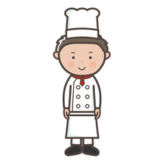 笑顔で正面を向く若い男性コックさんの全身イラスト