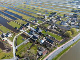 Village of  Waddinxveen along river Gouwe close to Gouda