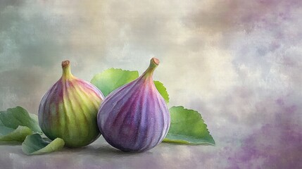 Fototapeta premium Two Figs on a Cloudy Day: A Still Life Painting