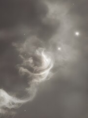 A moody, black-and-white cosmic nebula swirling in deep space. A mysterious and artistic depiction of the universe’s unknown beauty, ideal for astronomy lovers and sci-fi enthusiasts.