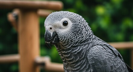 Fototapeta premium A closeup portrait of a beautiful grey parrot bird