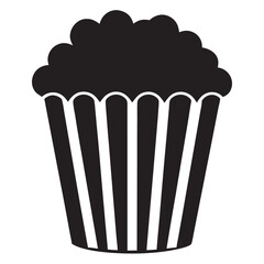 Popcorn box black silhouette vector, popcorn box symbol vector illustration on white background