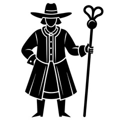 Pilgrim Silhouette Vector