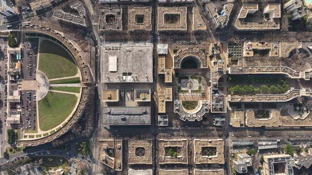 Antigone Montpellier neighborhood from above during winter