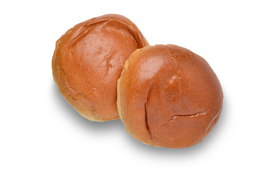 Two closed Brioche buns top view isolated on white