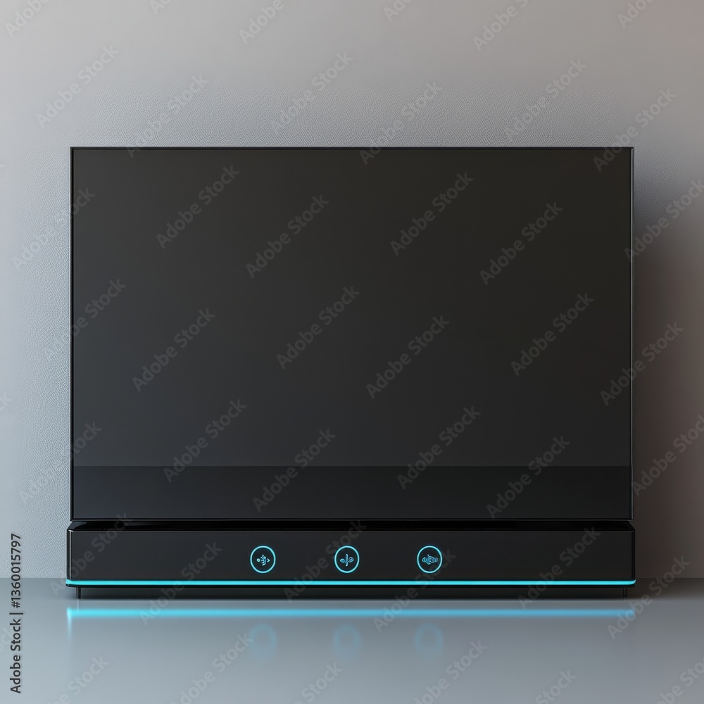 Aufkleber sleek black panel display with blue accents on a gray background: a modern and minimalist aesthetic 