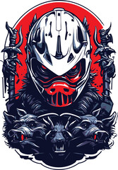 Tshirt Design Character Vector Wild Boar Racer Helmet Celang Balap Monster