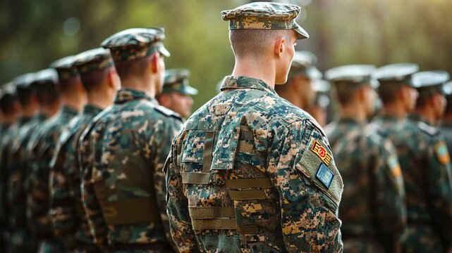 Solider in Camouflage Uniform in Training with Fellow Soldiers