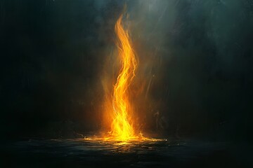 Fototapeta premium Fiery vortex rising from dark ground.