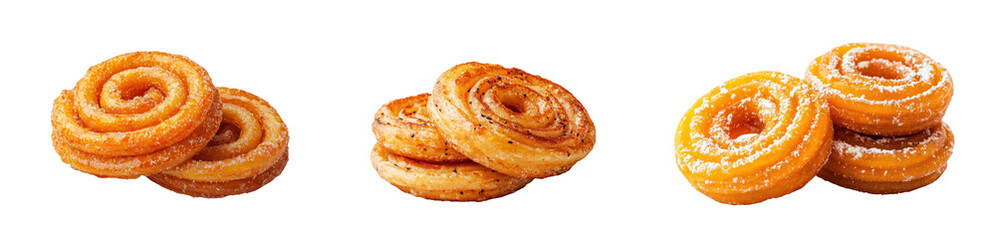 Fototapeta premium Sweet Swirls of Delight: A close-up shot of freshly baked, golden-brown cinnamon rolls, inviting and delicious, their intricate swirls hinting at a sweet, cinnamony center.