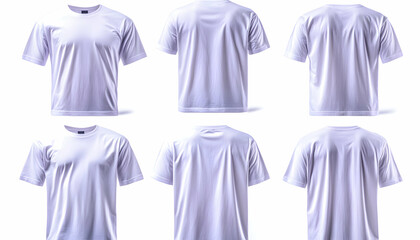 White T-shirt mockup, front and back views, isolated on white, design template