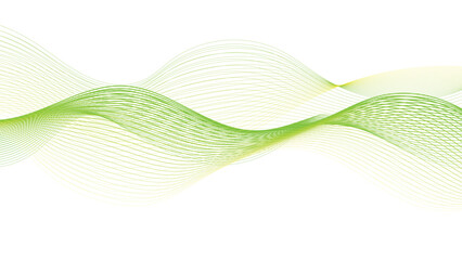 Abstract Green Wave Lines on a White Background