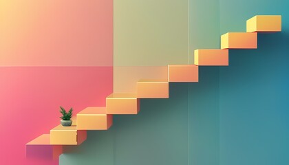 Creative staircase design minimalist interior digital art modern aesthetic unique perspective elevation concept