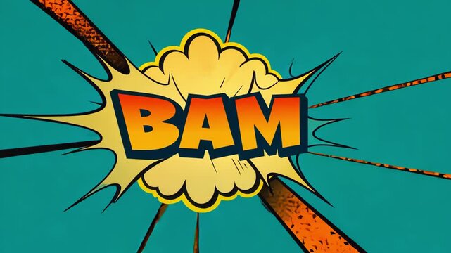 Vibrant Comic Explosion BAM Colorful Action Graphic Design Illustration in Dynamic Pop Art Style