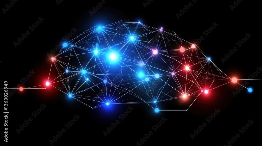Poster abstract neural network technology visualization digital background data science virtual environment