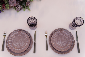 Festive table setting. Wedding, birthday, holiday